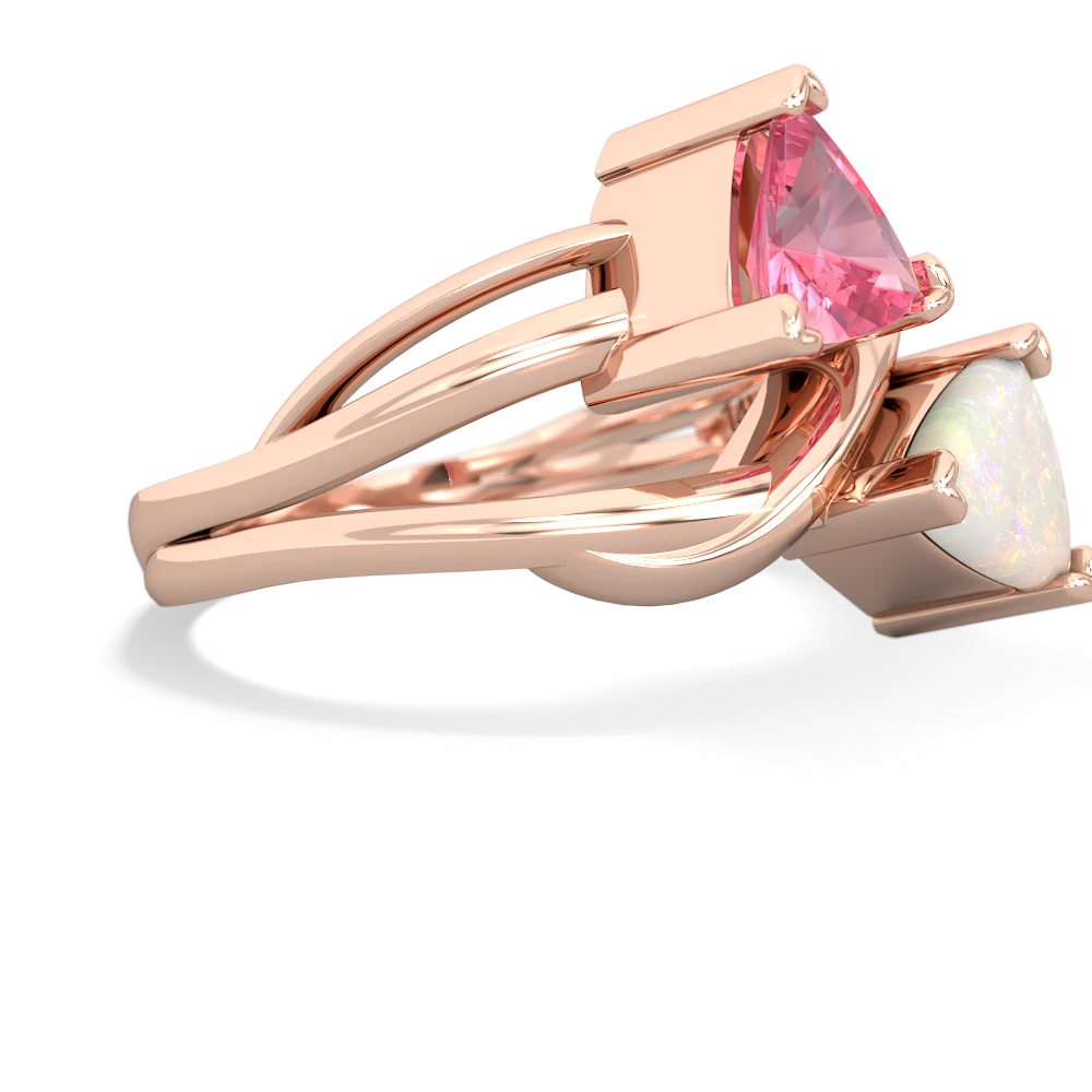 Lab Pink Sapphire Split Band Swirl 14K Rose Gold ring R2341