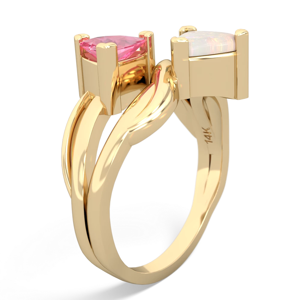 Lab Pink Sapphire Split Band Swirl 14K Yellow Gold ring R2341