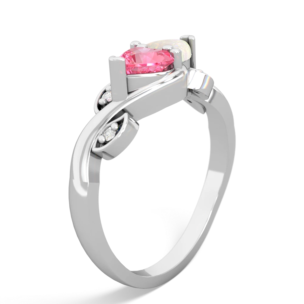 Lab Pink Sapphire Floral Elegance 14K White Gold ring R5790