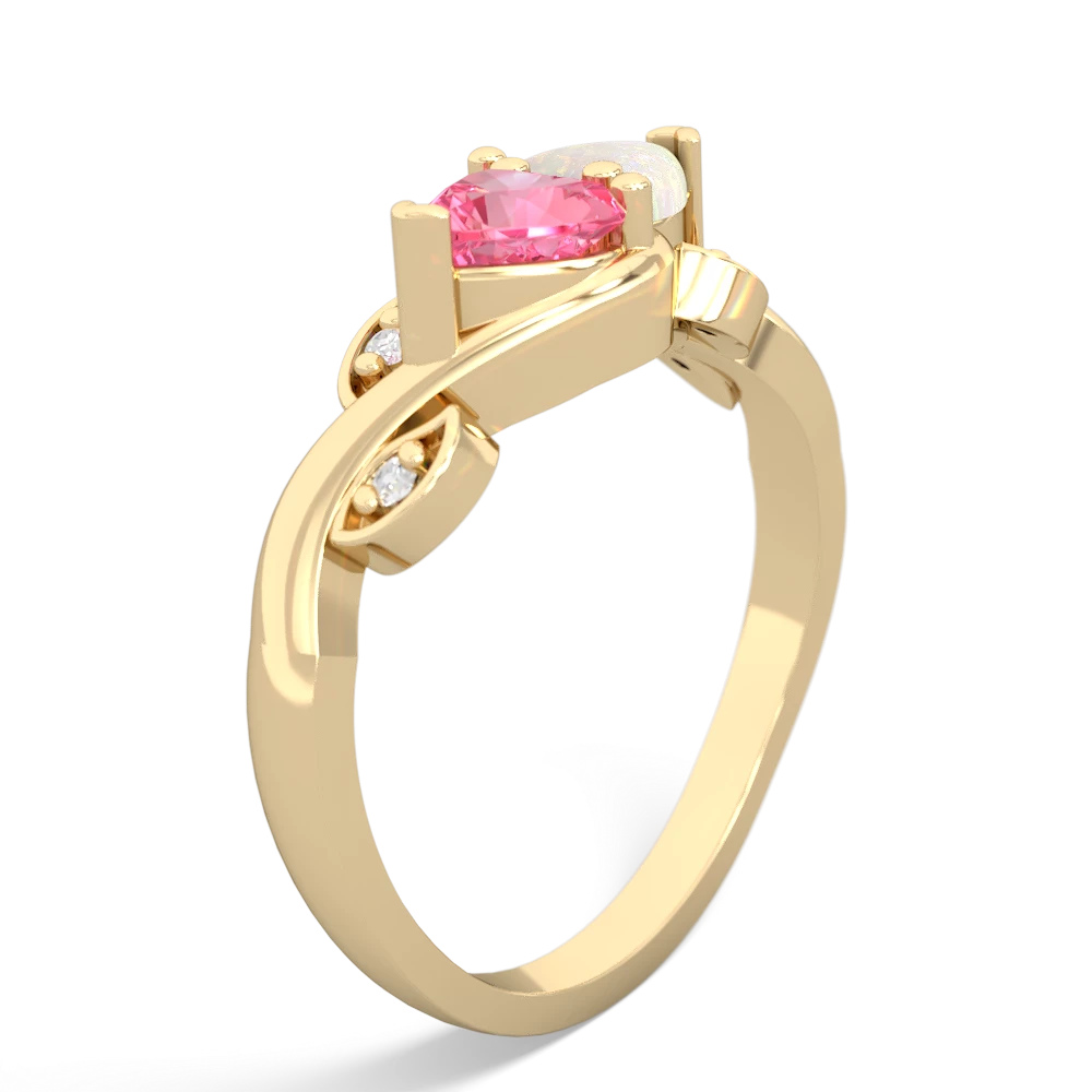 Lab Pink Sapphire Floral Elegance 14K Yellow Gold ring R5790