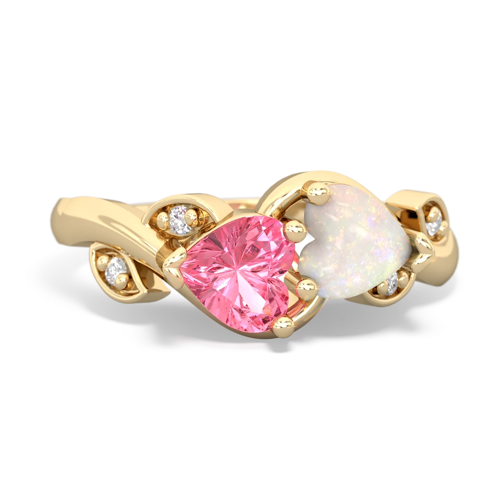 Lab Pink Sapphire Floral Elegance 14K Yellow Gold ring R5790