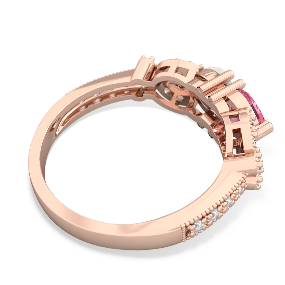 Lab Pink Sapphire Diamond Butterflies 14K Rose Gold ring R5601