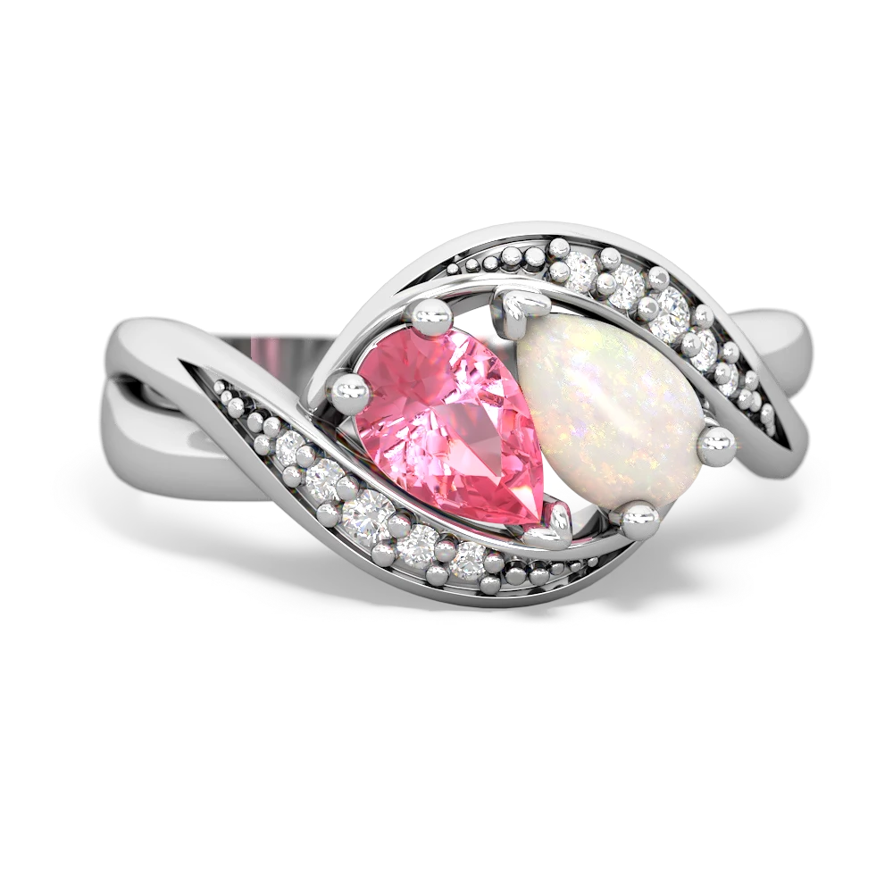 Lab Pink Sapphire Summer Winds 14K White Gold ring R5342