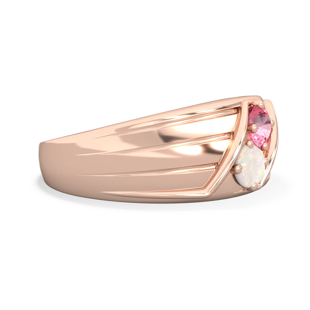 Lab Pink Sapphire Men's Streamline 14K Rose Gold ring R0460