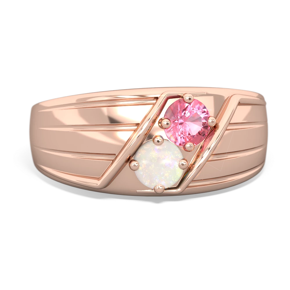 Lab Pink Sapphire Men's Streamline 14K Rose Gold ring R0460