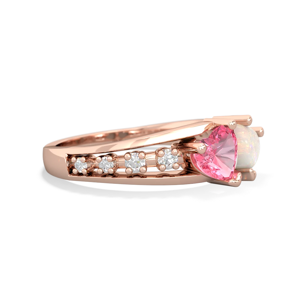 Lab Pink Sapphire Heart To Heart 14K Rose Gold ring R3342