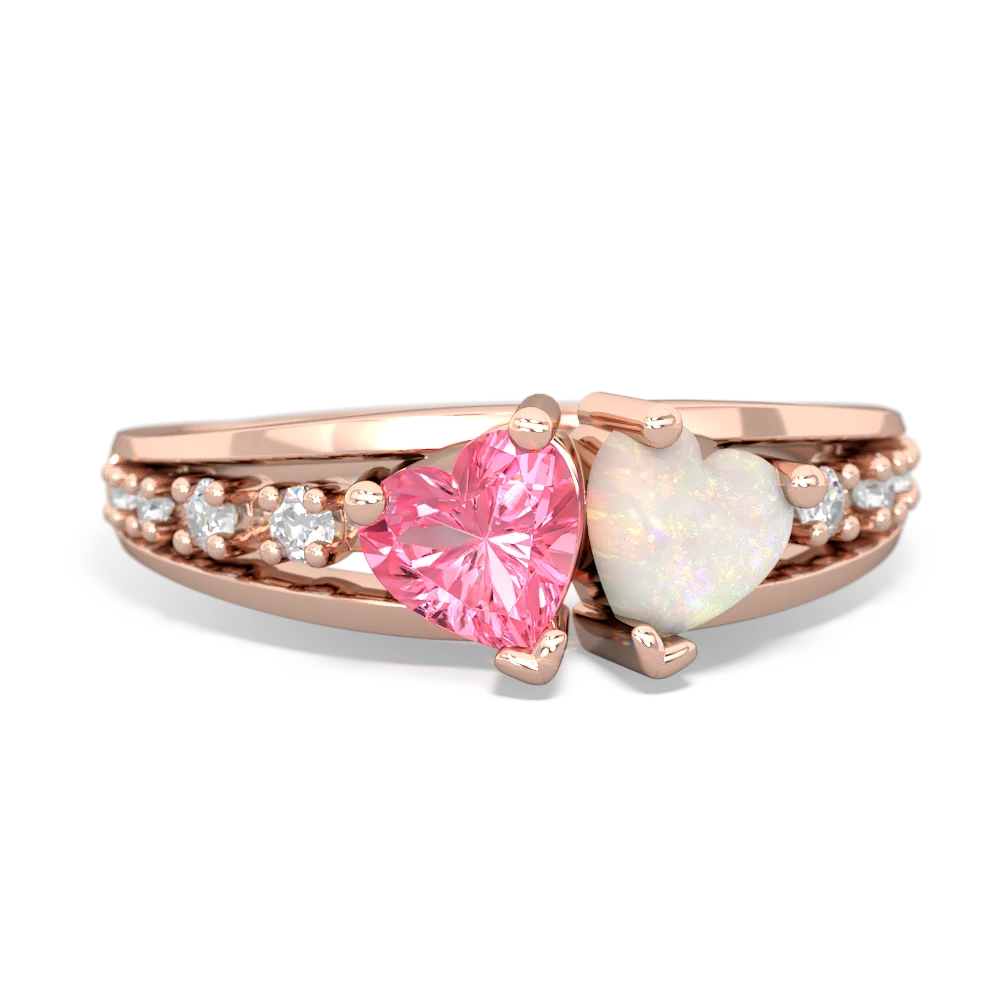 Lab Pink Sapphire Heart To Heart 14K Rose Gold ring R3342