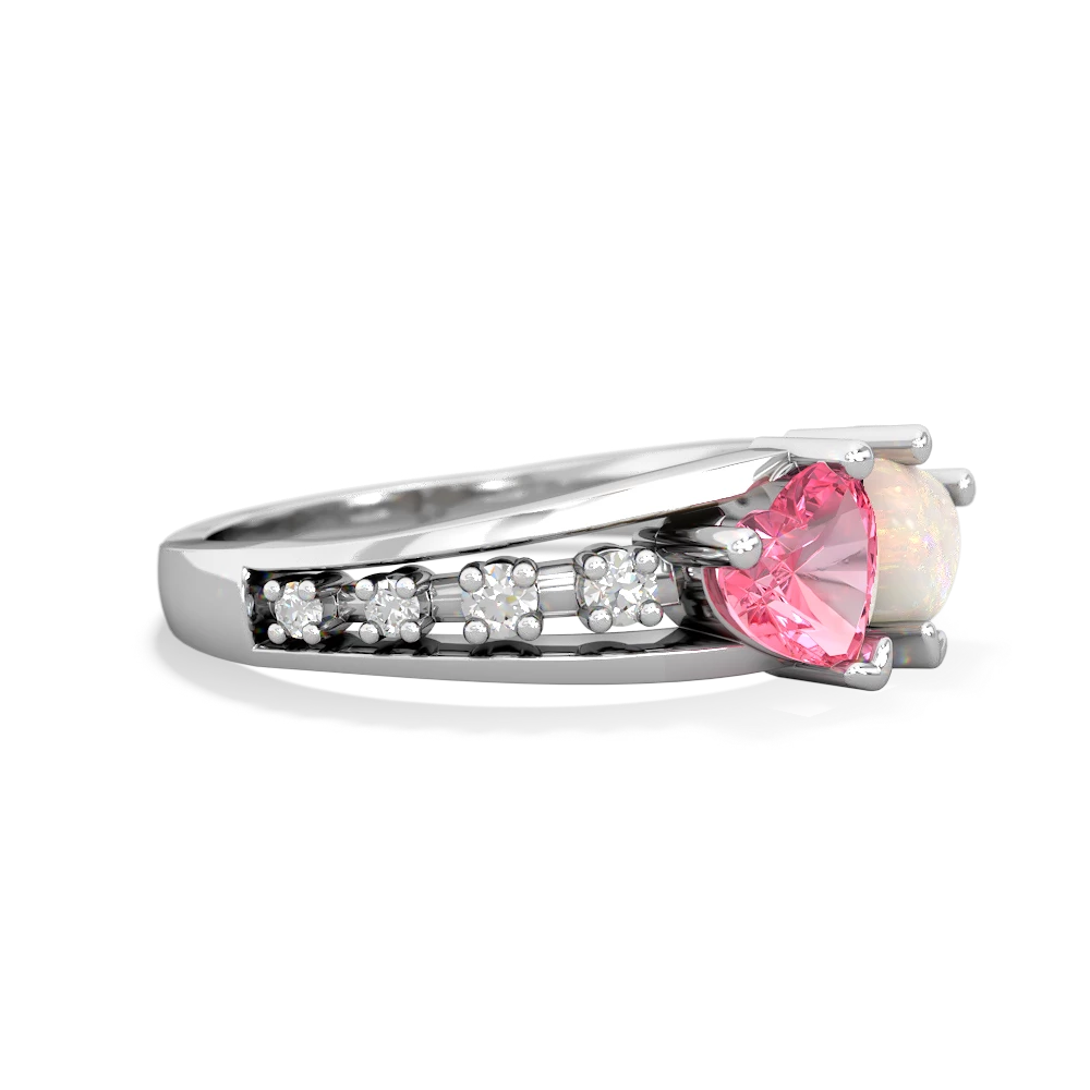 Lab Pink Sapphire Heart To Heart 14K White Gold ring R3342