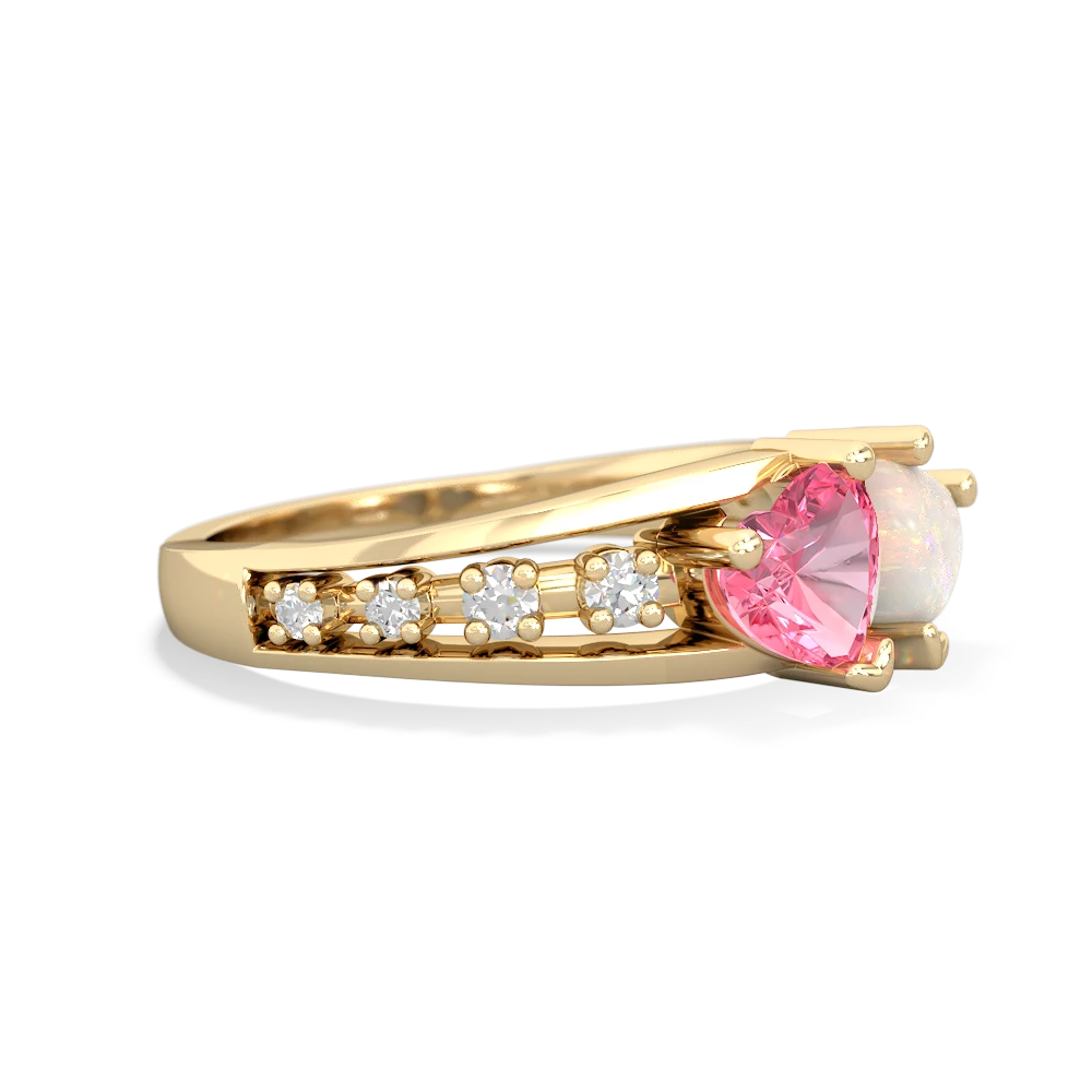 Lab Pink Sapphire Heart To Heart 14K Yellow Gold ring R3342