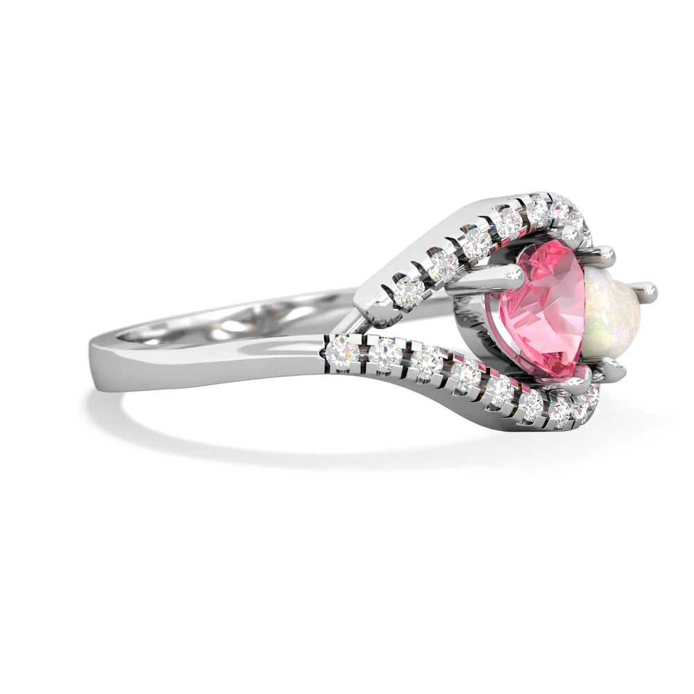 Lab Pink Sapphire Mother And Child 14K White Gold ring R3010