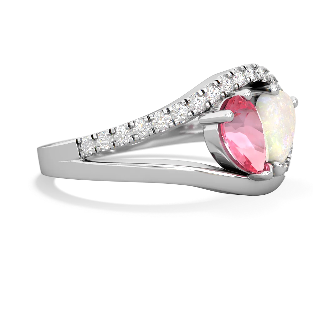 Lab Pink Sapphire Nestled Heart Keepsake 14K White Gold ring R5650