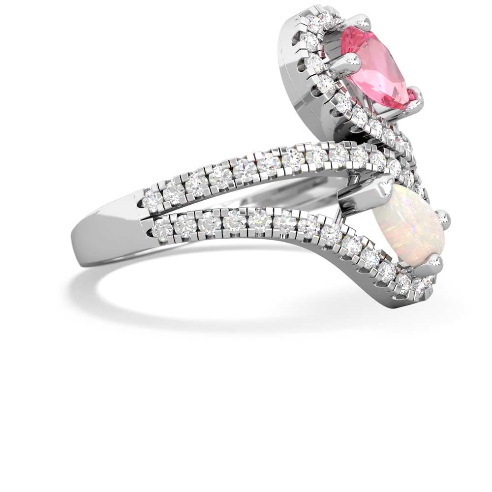 Lab Pink Sapphire Diamond Dazzler 14K White Gold ring R3000