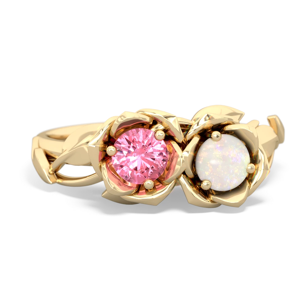 Lab Pink Sapphire Rose Garden 14K Yellow Gold ring R5510