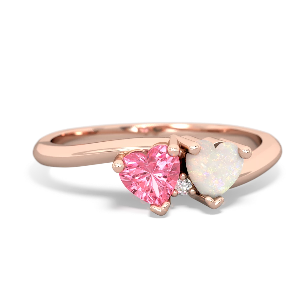 Lab Pink Sapphire Sweethearts 14K Rose Gold ring R5260