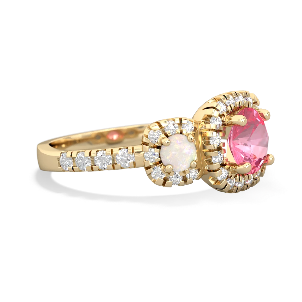Lab Pink Sapphire Regal Halo 14K Yellow Gold ring R5350