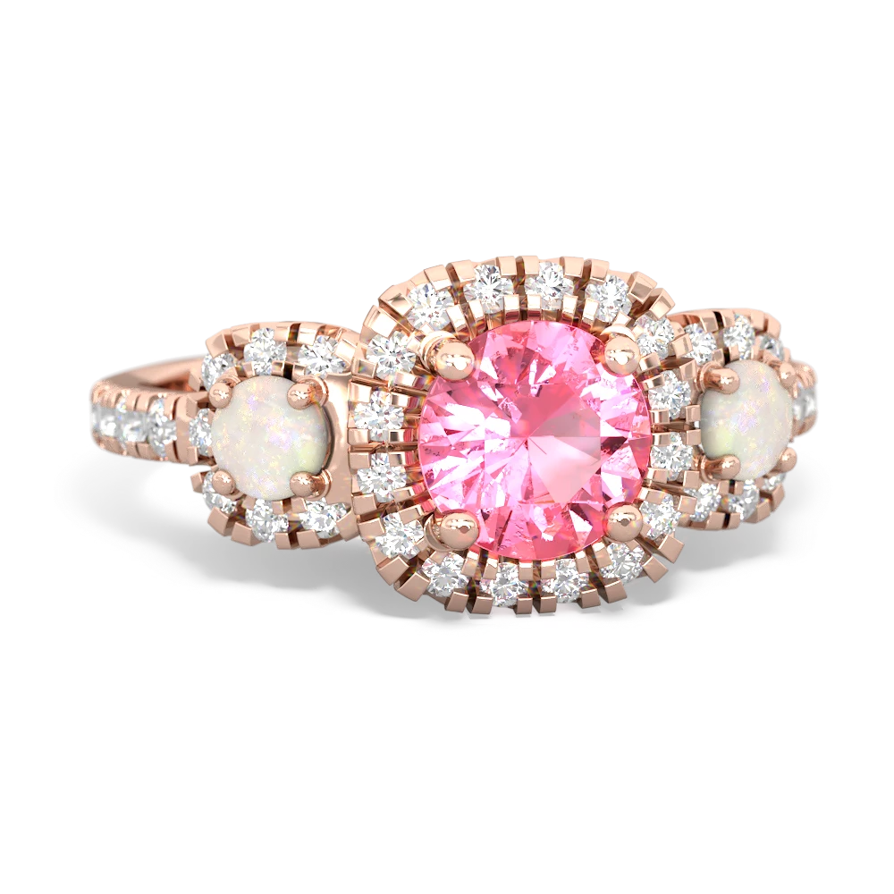 Lab Pink Sapphire Regal Halo 14K Rose Gold ring R5350