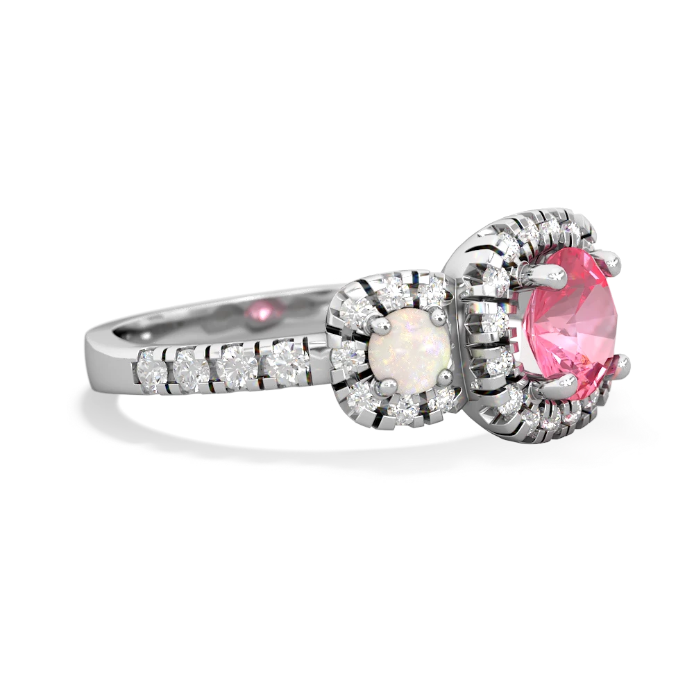 Lab Pink Sapphire Regal Halo 14K White Gold ring R5350