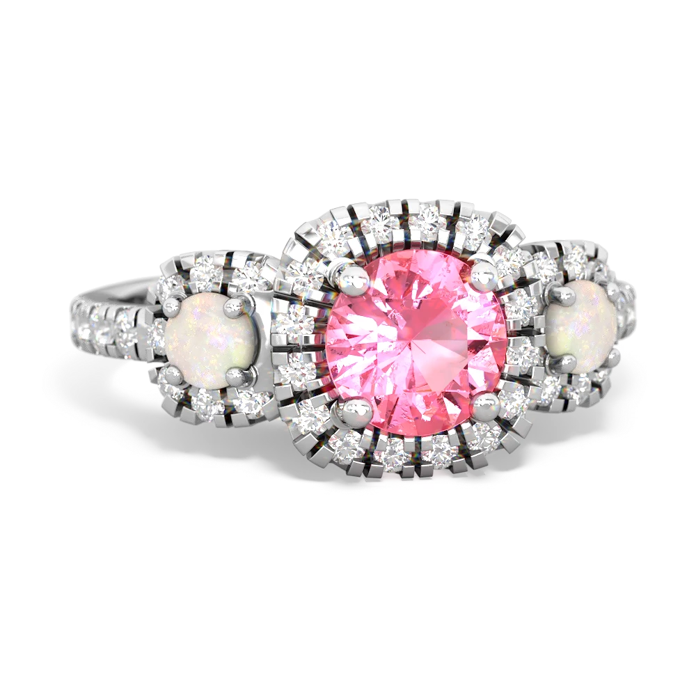 Lab Pink Sapphire Regal Halo 14K White Gold ring R5350