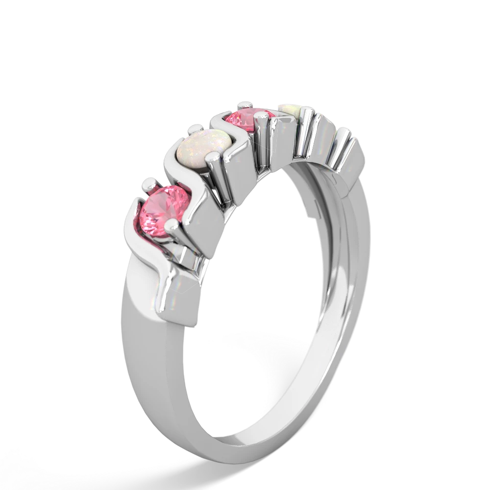 Lab Pink Sapphire Anniversary Band 14K White Gold ring R2089