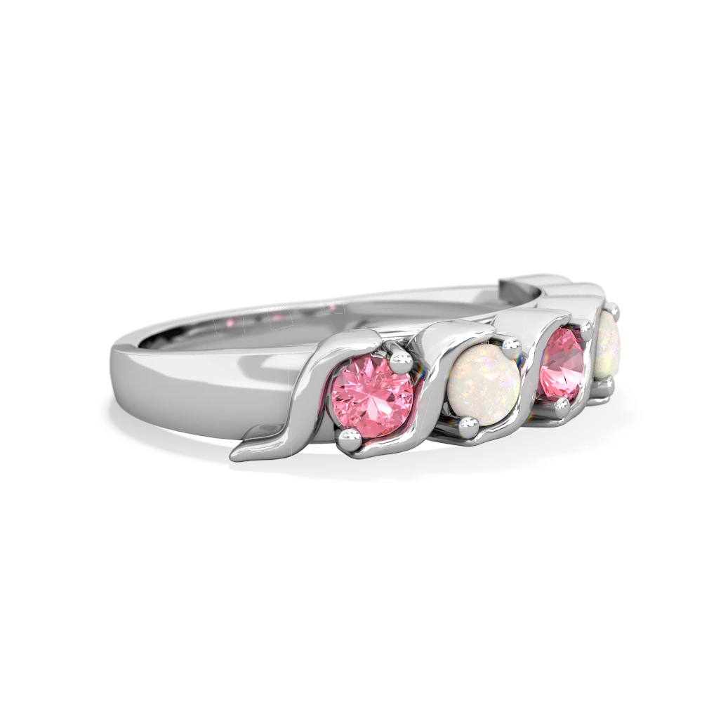 Lab Pink Sapphire Anniversary Band 14K White Gold ring R2089