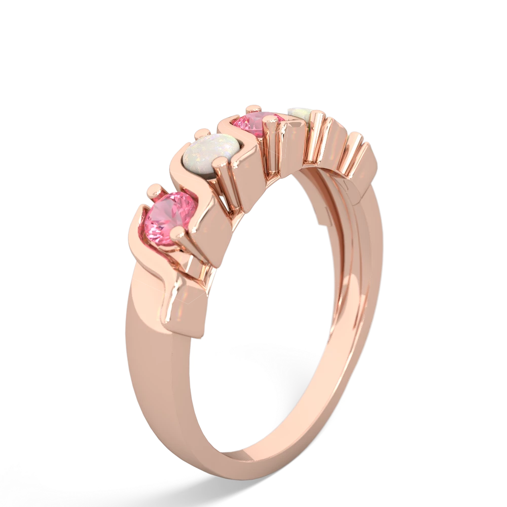 Lab Pink Sapphire Anniversary Band 14K Rose Gold ring R2089