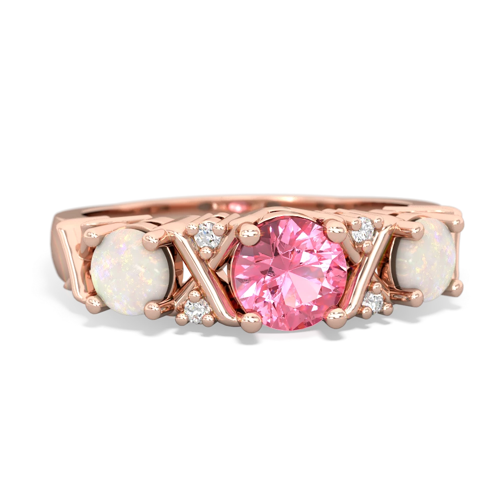 Lab Pink Sapphire Hugs And Kisses 14K Rose Gold ring R5016