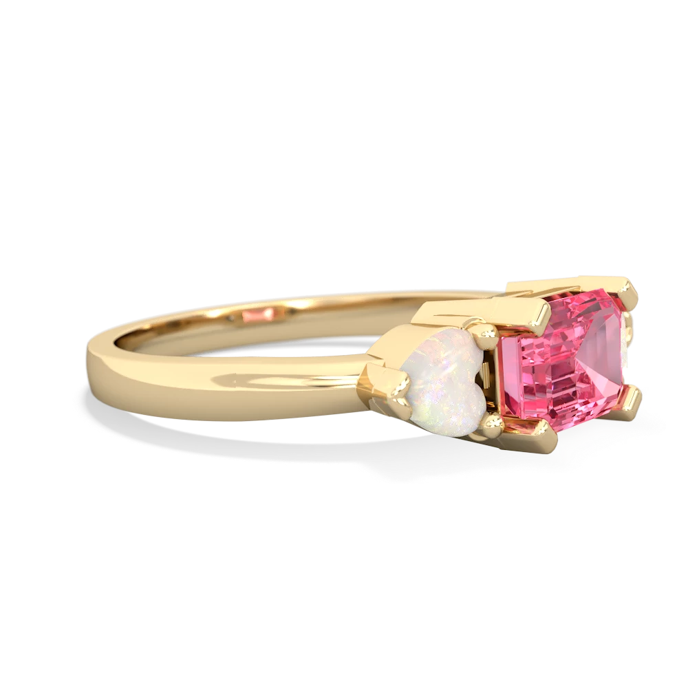 Lab Pink Sapphire Three Stone 14K Yellow Gold ring R5235