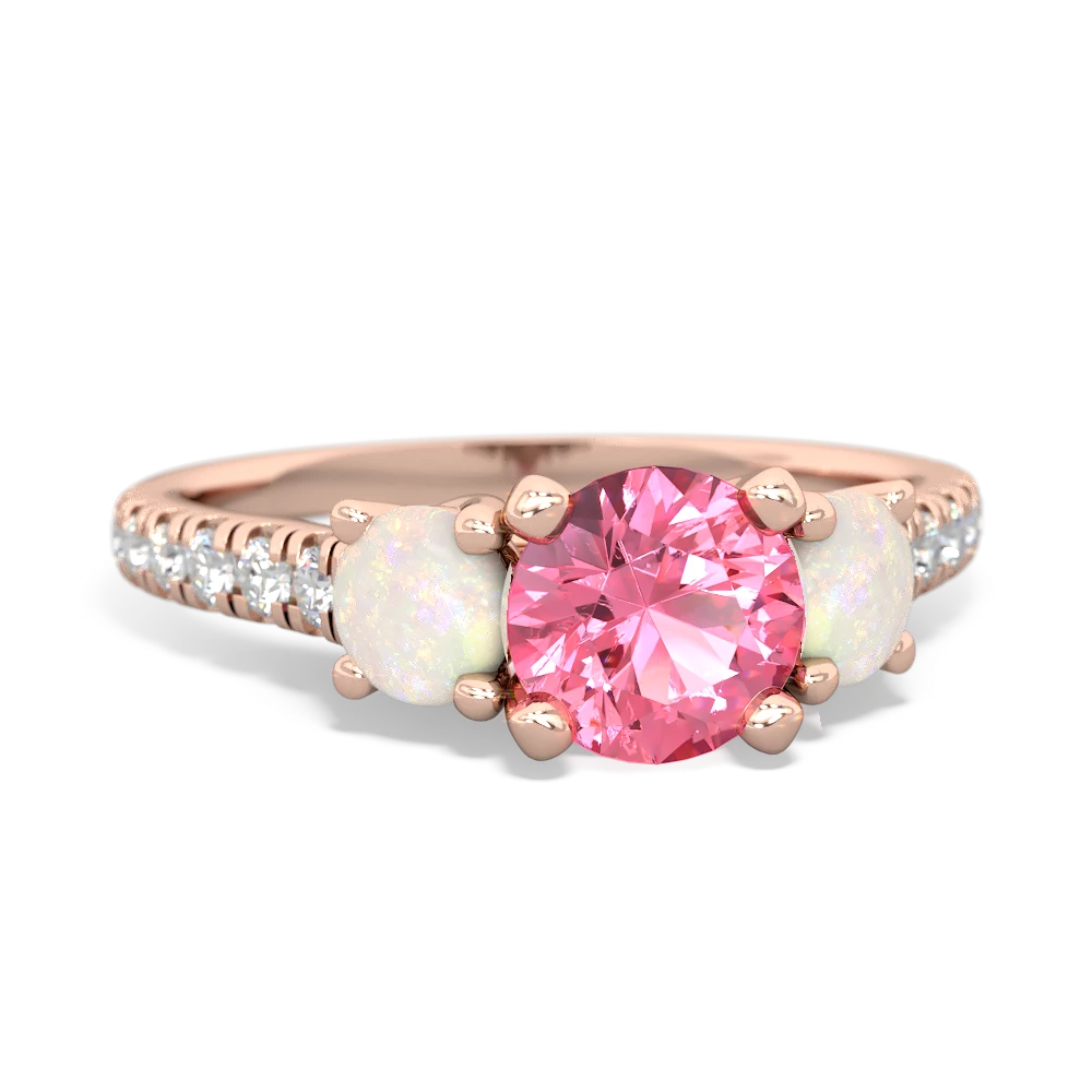 Lab Pink Sapphire Pave Trellis 14K Rose Gold ring R5500