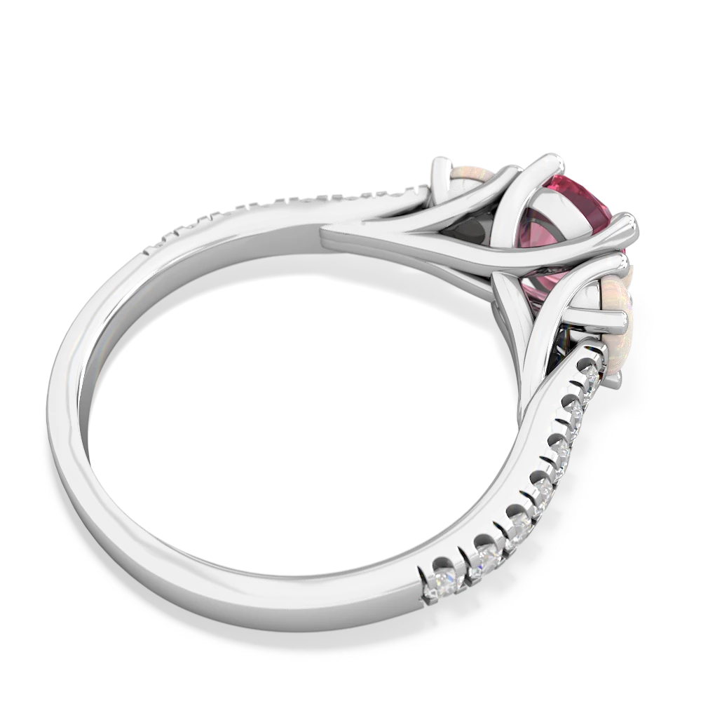 Lab Pink Sapphire Pave Trellis 14K White Gold ring R5500