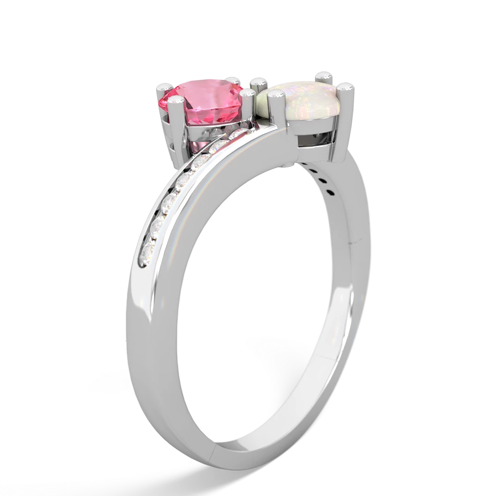 Lab Pink Sapphire Channel Set Two Stone 14K White Gold ring R5303