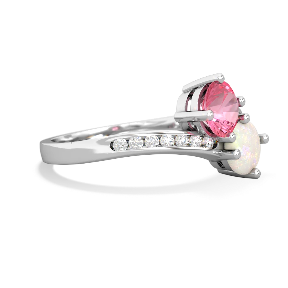 Lab Pink Sapphire Channel Set Two Stone 14K White Gold ring R5303