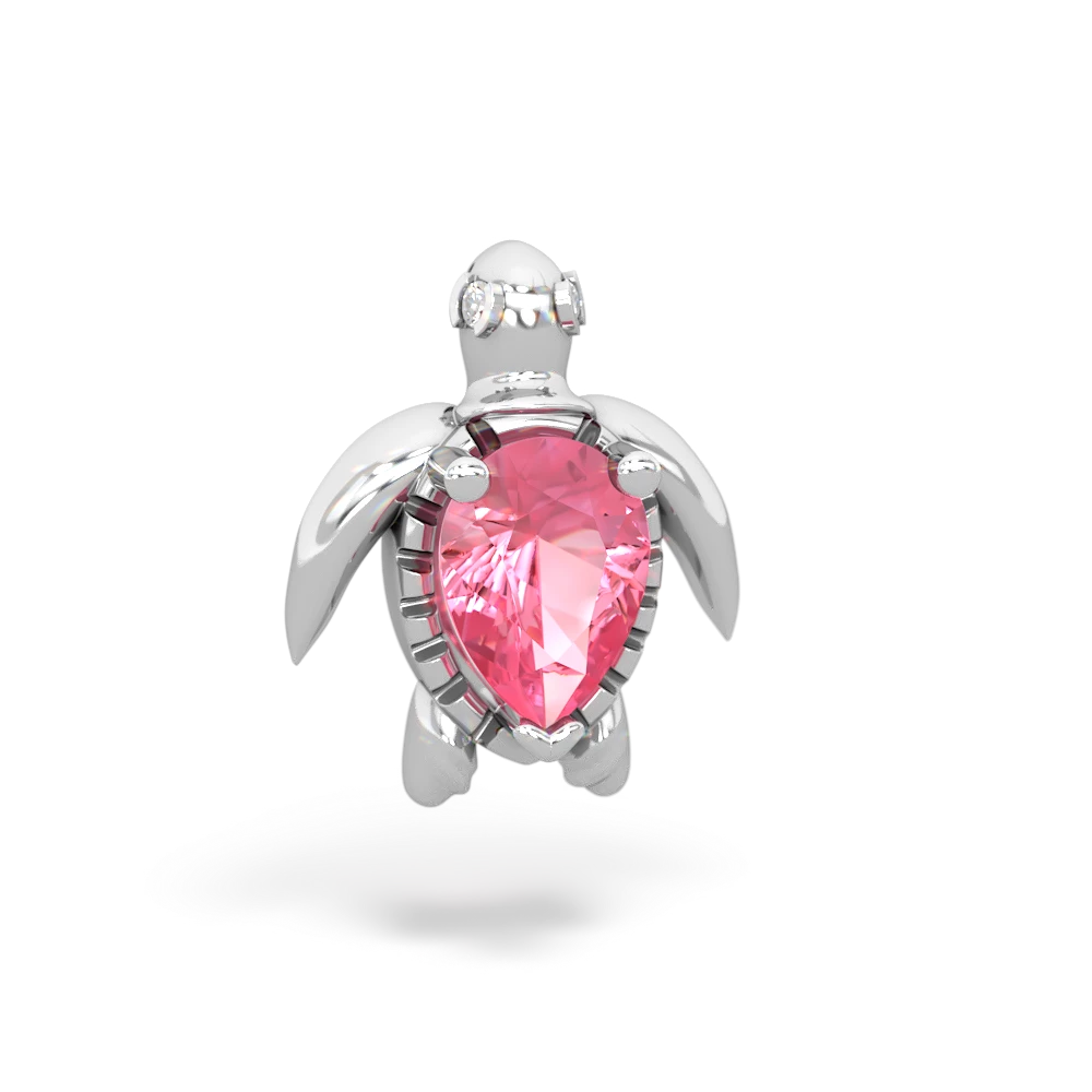 Lab Pink Sapphire Baby Sea Turtle 14K White Gold pendant P5241