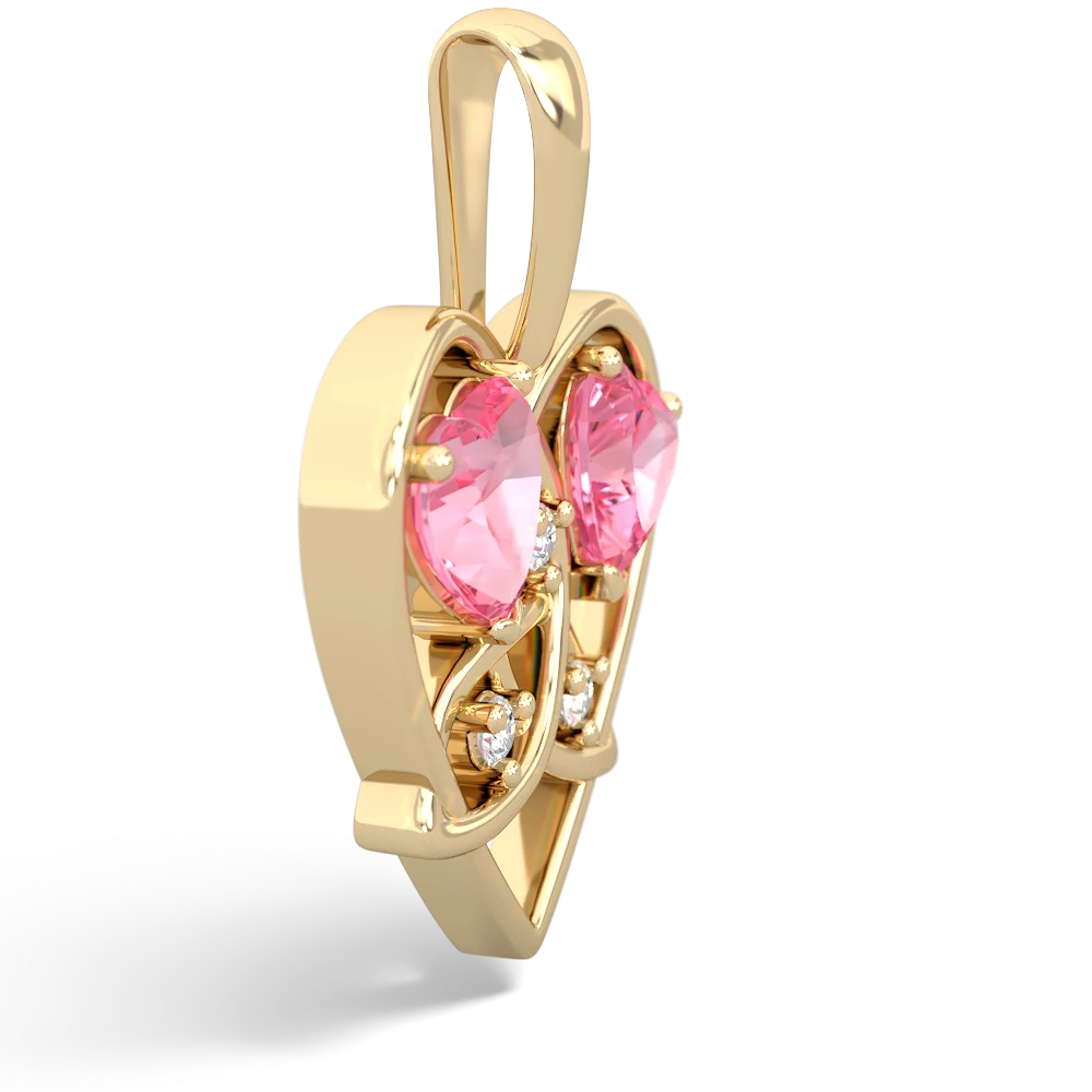 Lab Pink Sapphire Celtic Trinity Heart 14K Yellow Gold pendant P5331