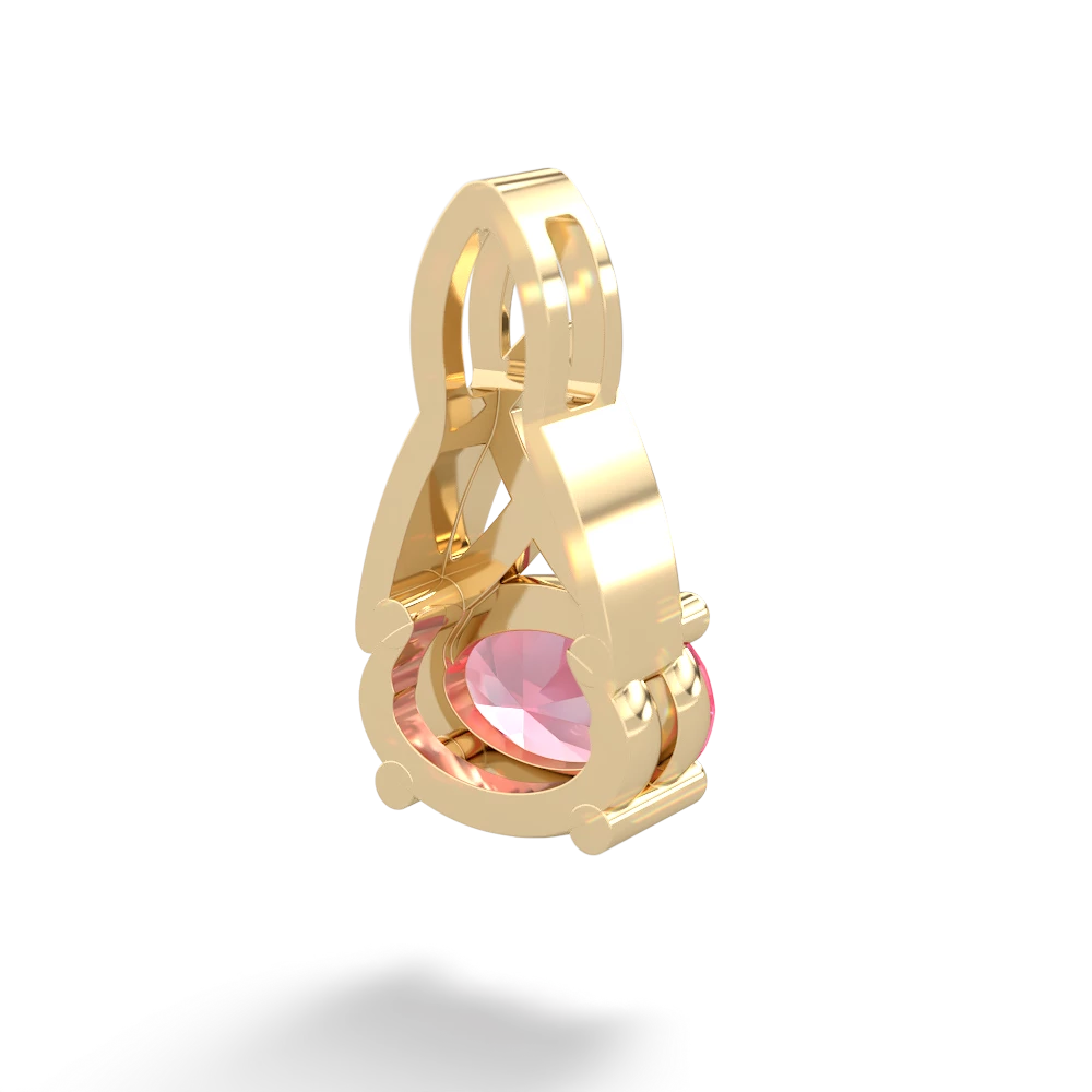 Lab Pink Sapphire Celtic Trinity Knot 14K Yellow Gold pendant P2389