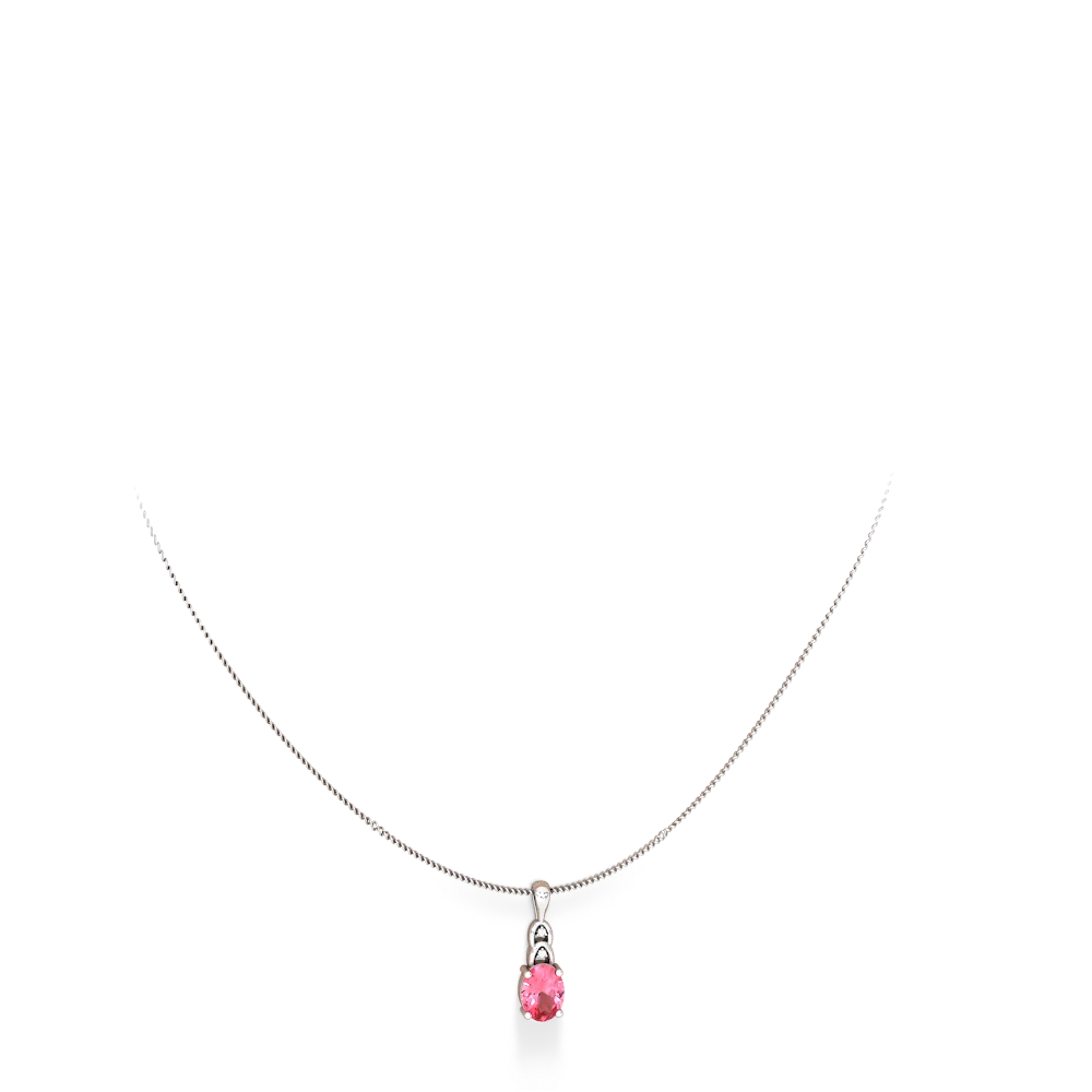 Lab Pink Sapphire Links 14K White Gold pendant P4032