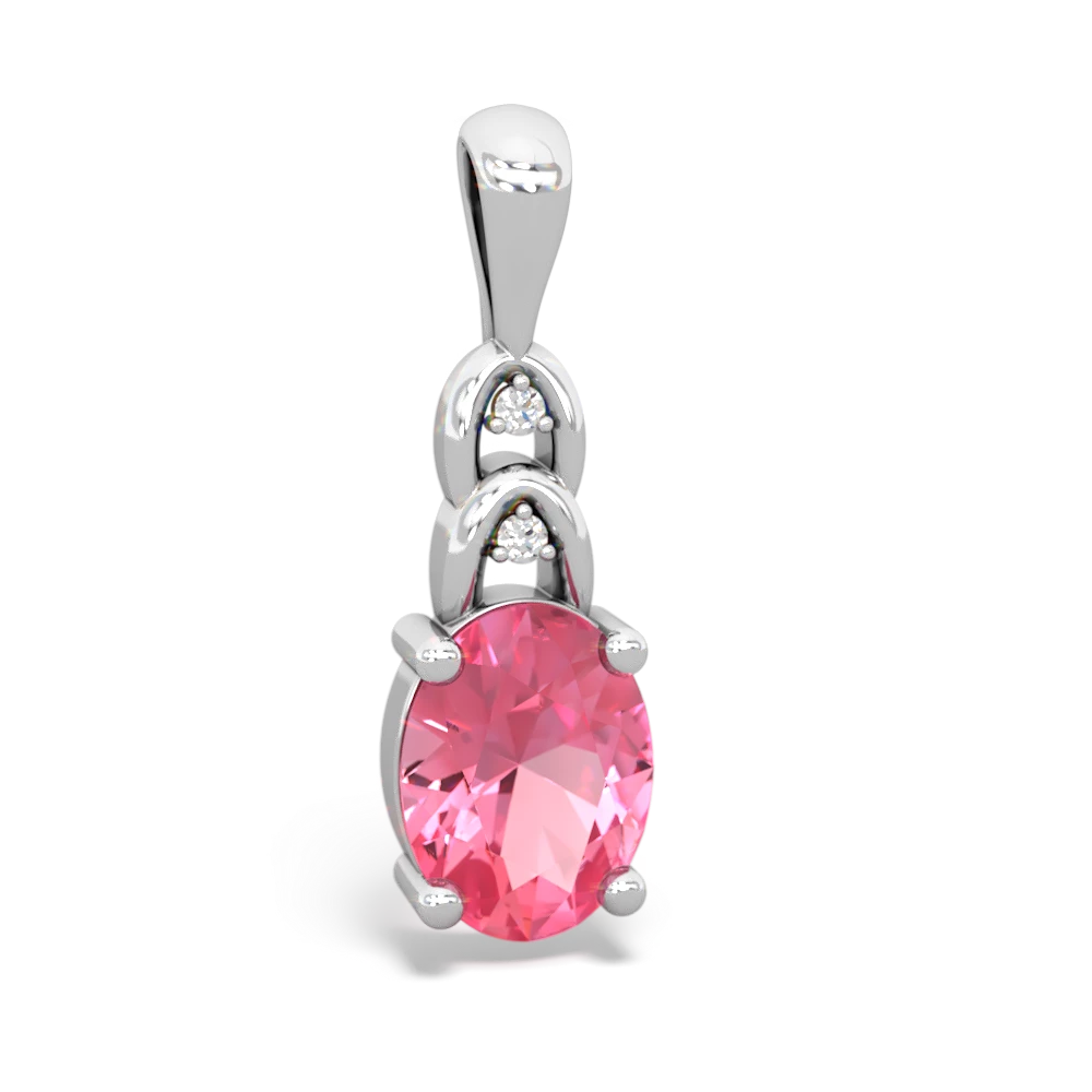 Lab Pink Sapphire Links 14K White Gold pendant P4032