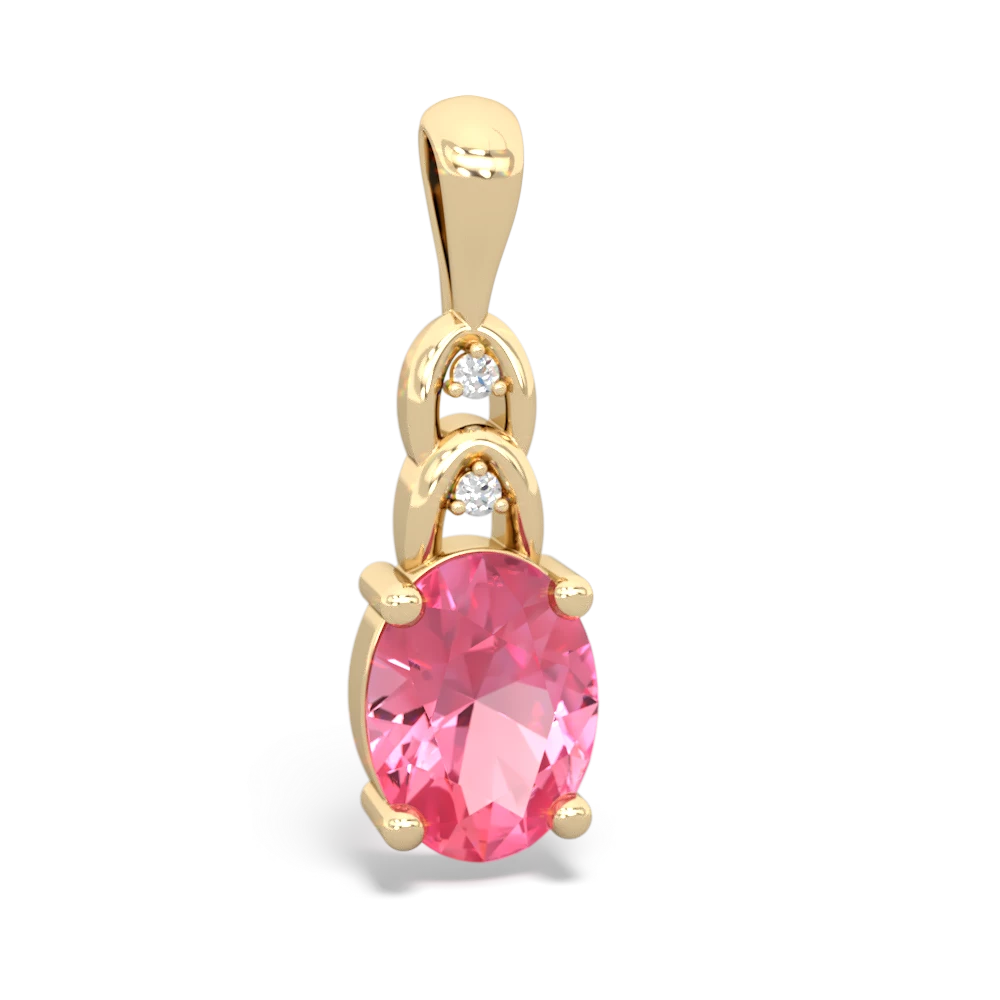 Lab Pink Sapphire Links 14K Yellow Gold pendant P4032