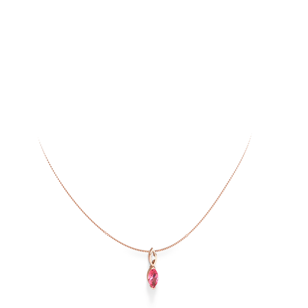 Lab Pink Sapphire Marquise Drop 14K Rose Gold pendant P5333