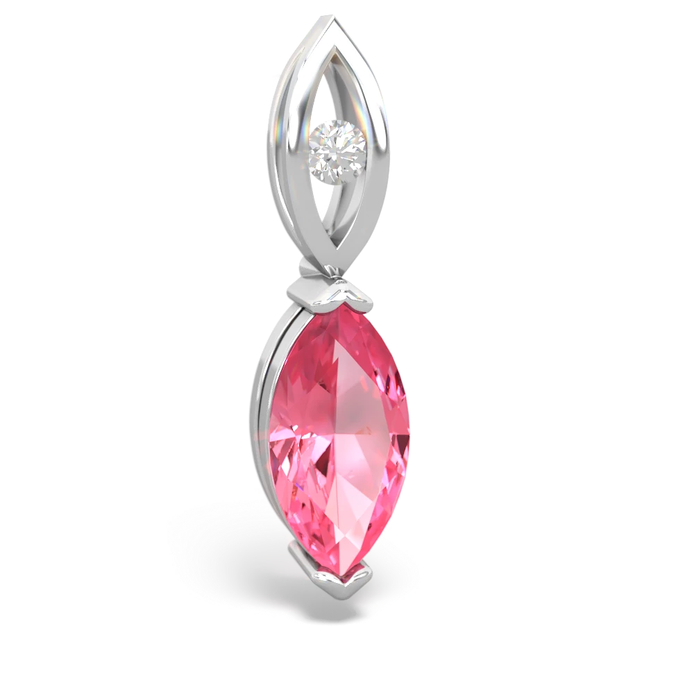 Lab Pink Sapphire Marquise Drop 14K White Gold pendant P5333