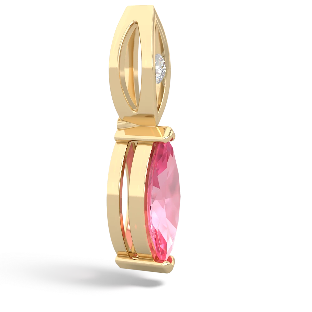 Lab Pink Sapphire Marquise Drop 14K Yellow Gold pendant P5333