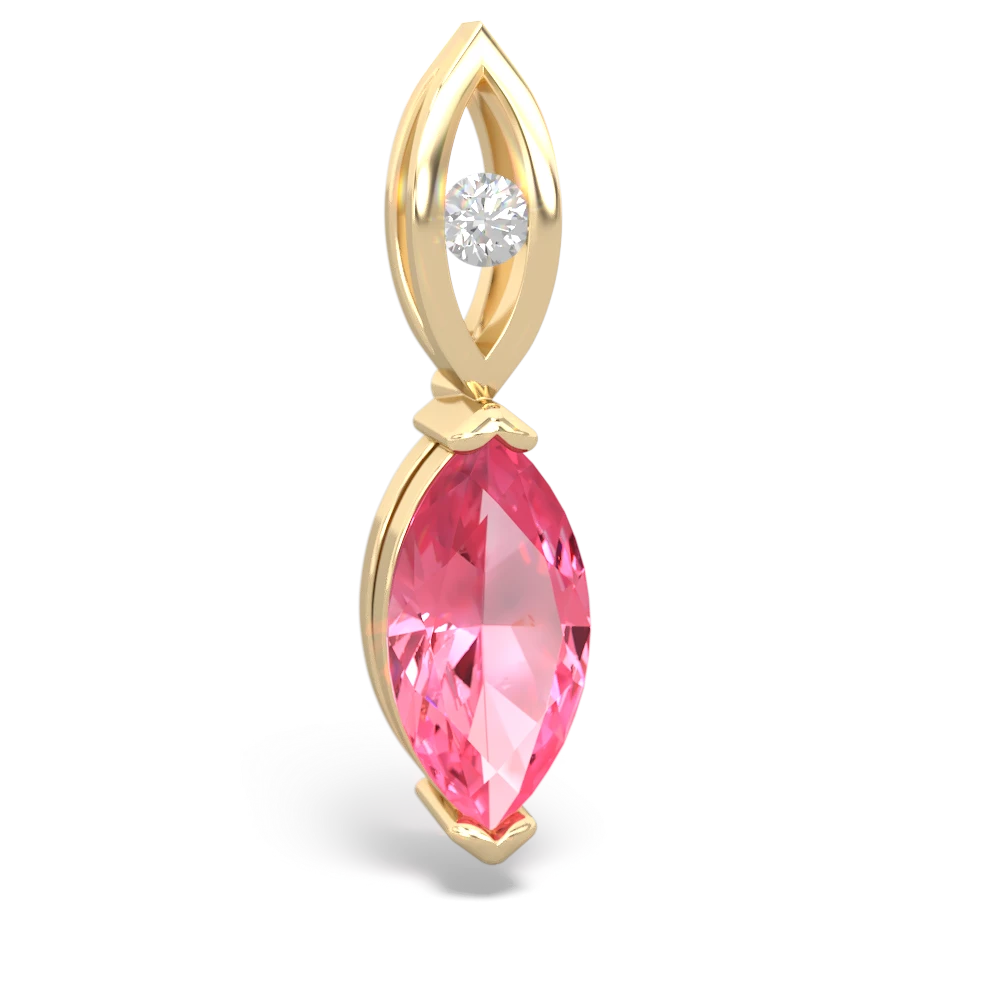 Lab Pink Sapphire Marquise Drop 14K Yellow Gold pendant P5333