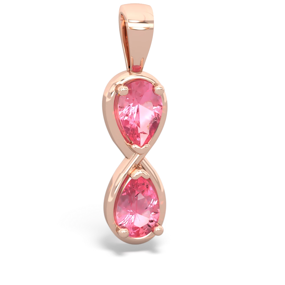 Lab Pink Sapphire Infinity 14K Rose Gold pendant P5050