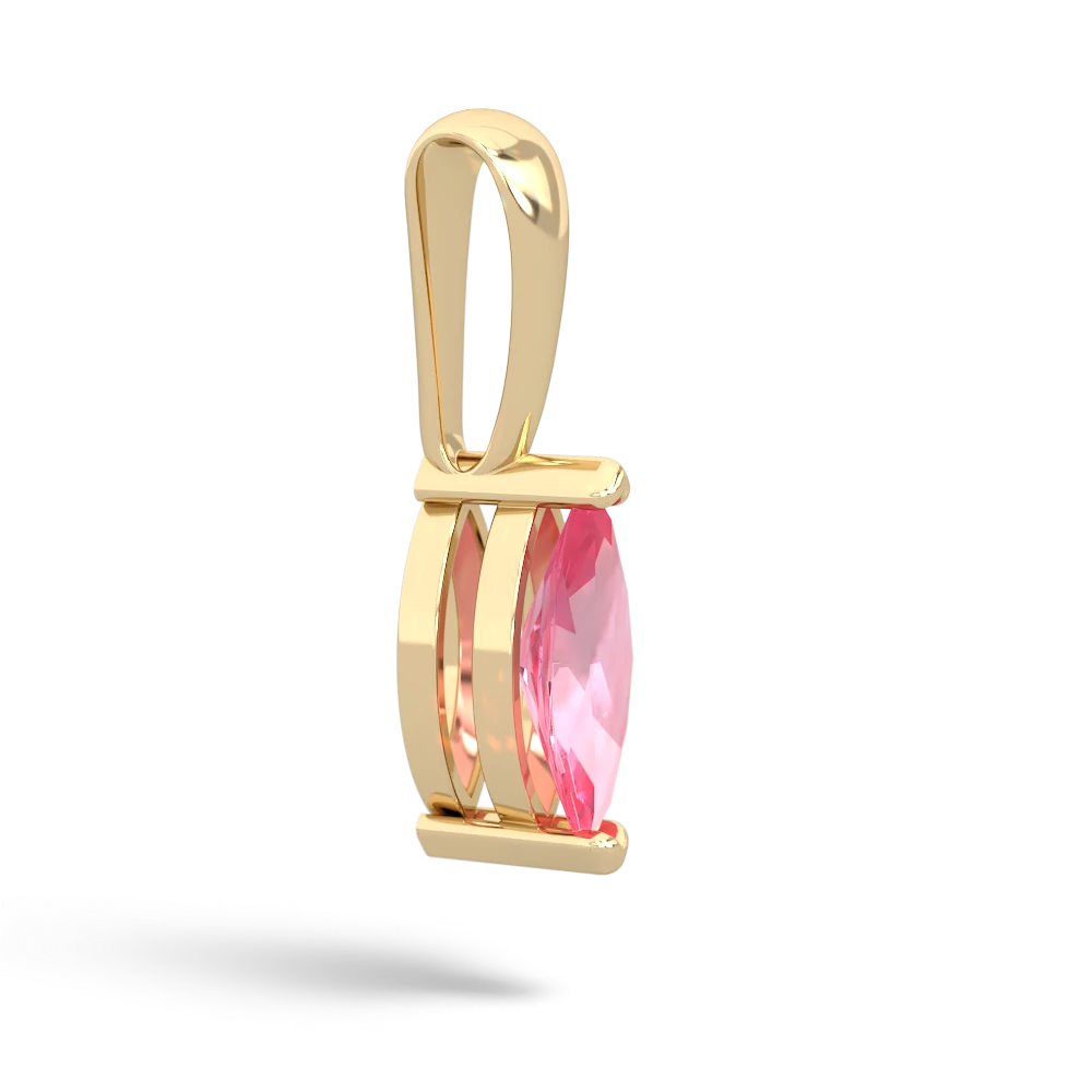 Lab Pink Sapphire 8X4 Marquise 14K Yellow Gold pendant P1701