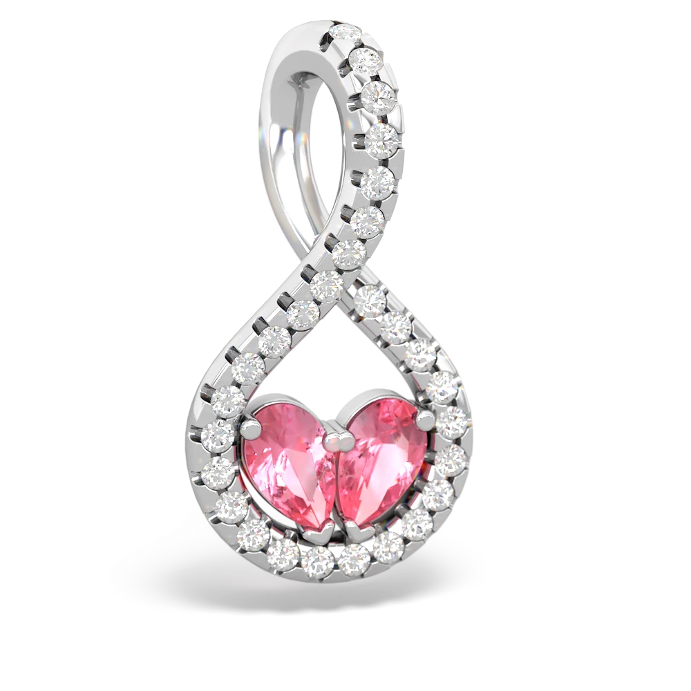 Lab Pink Sapphire Pave Twist 'One Heart' 14K White Gold pendant P5360