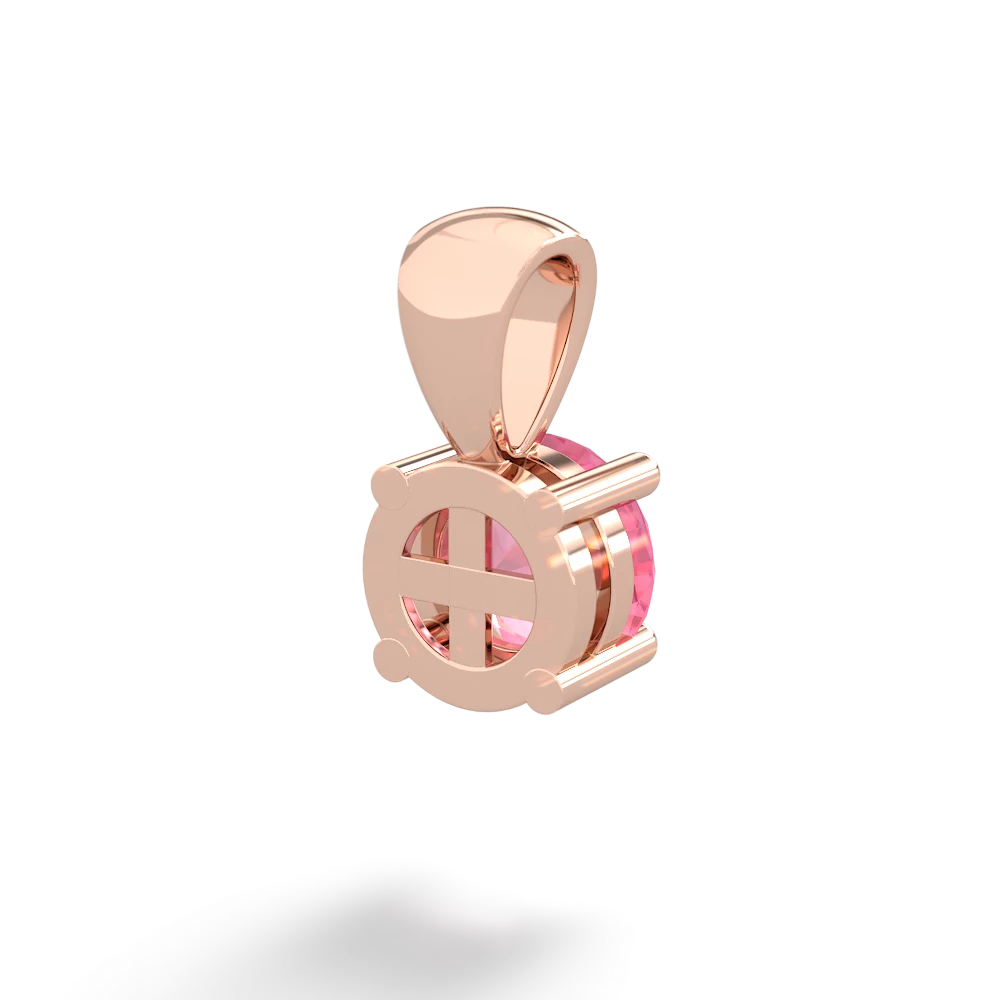 Lab Pink Sapphire 6Mm Round Solitaire 14K Rose Gold pendant P1786