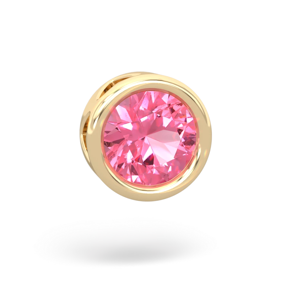 Lab Pink Sapphire 8Mm Slide 14K Yellow Gold pendant P3788