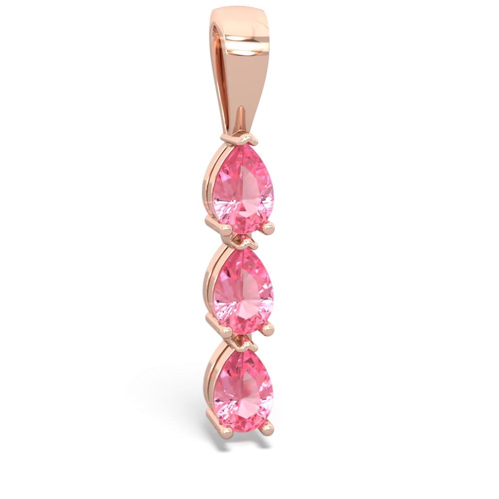 Lab Pink Sapphire Dew Drops 14K Rose Gold pendant P2251