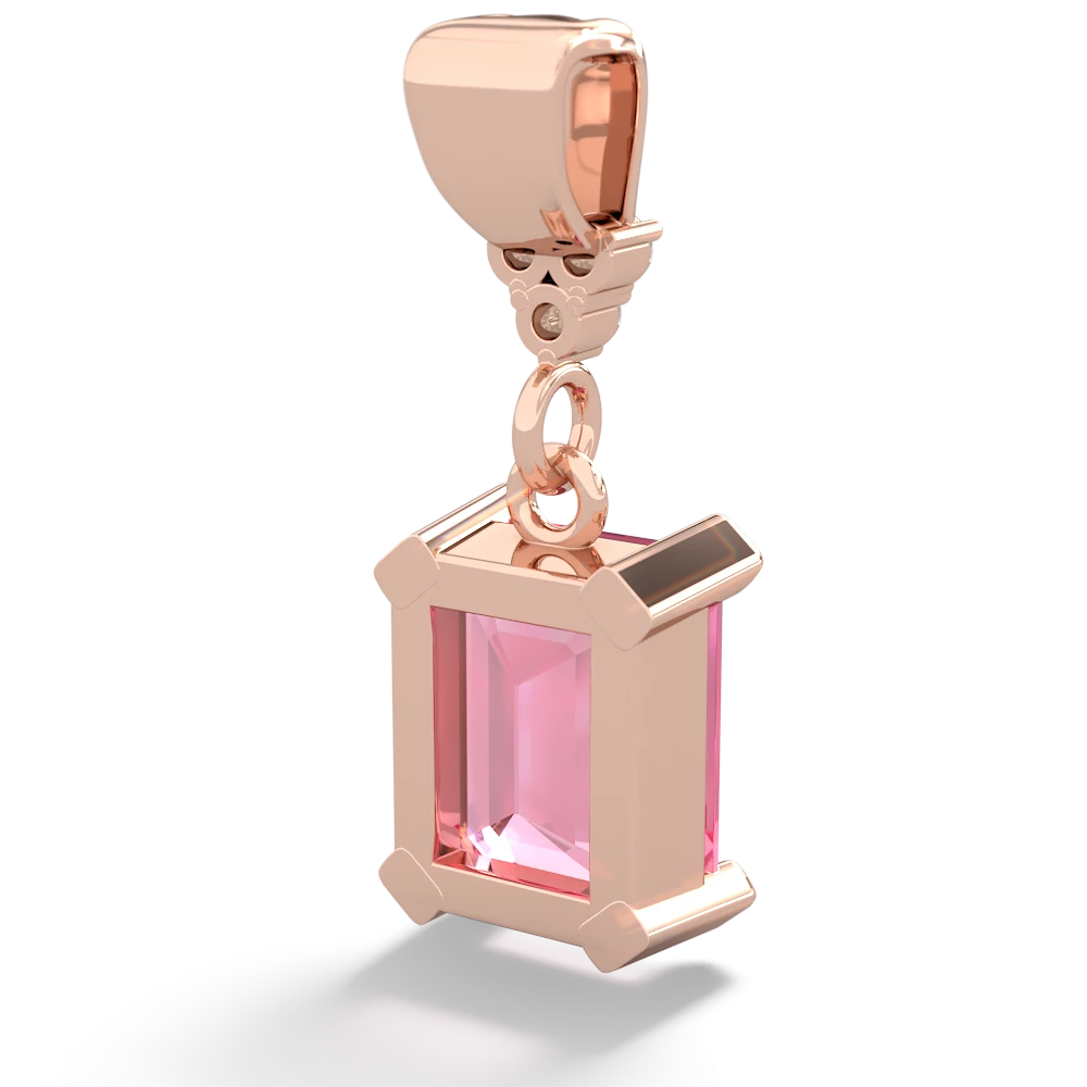 Lab Pink Sapphire Art Deco Dangle 14K Rose Gold pendant P1937