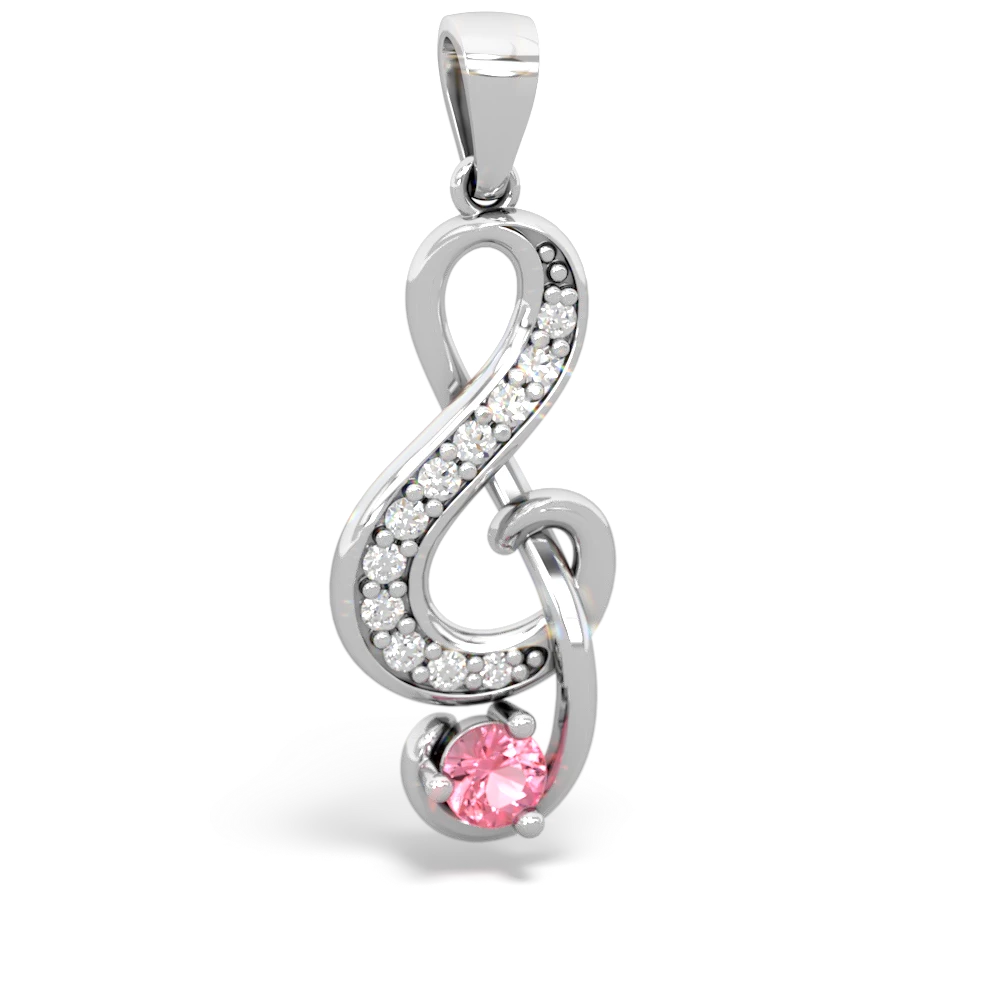 Lab Pink Sapphire G-Clef Music 14K White Gold pendant P5830