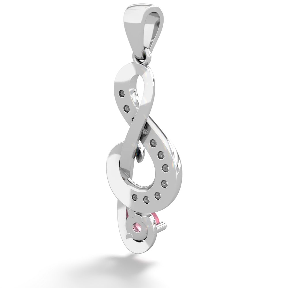 Lab Pink Sapphire G-Clef Music 14K White Gold pendant P5830